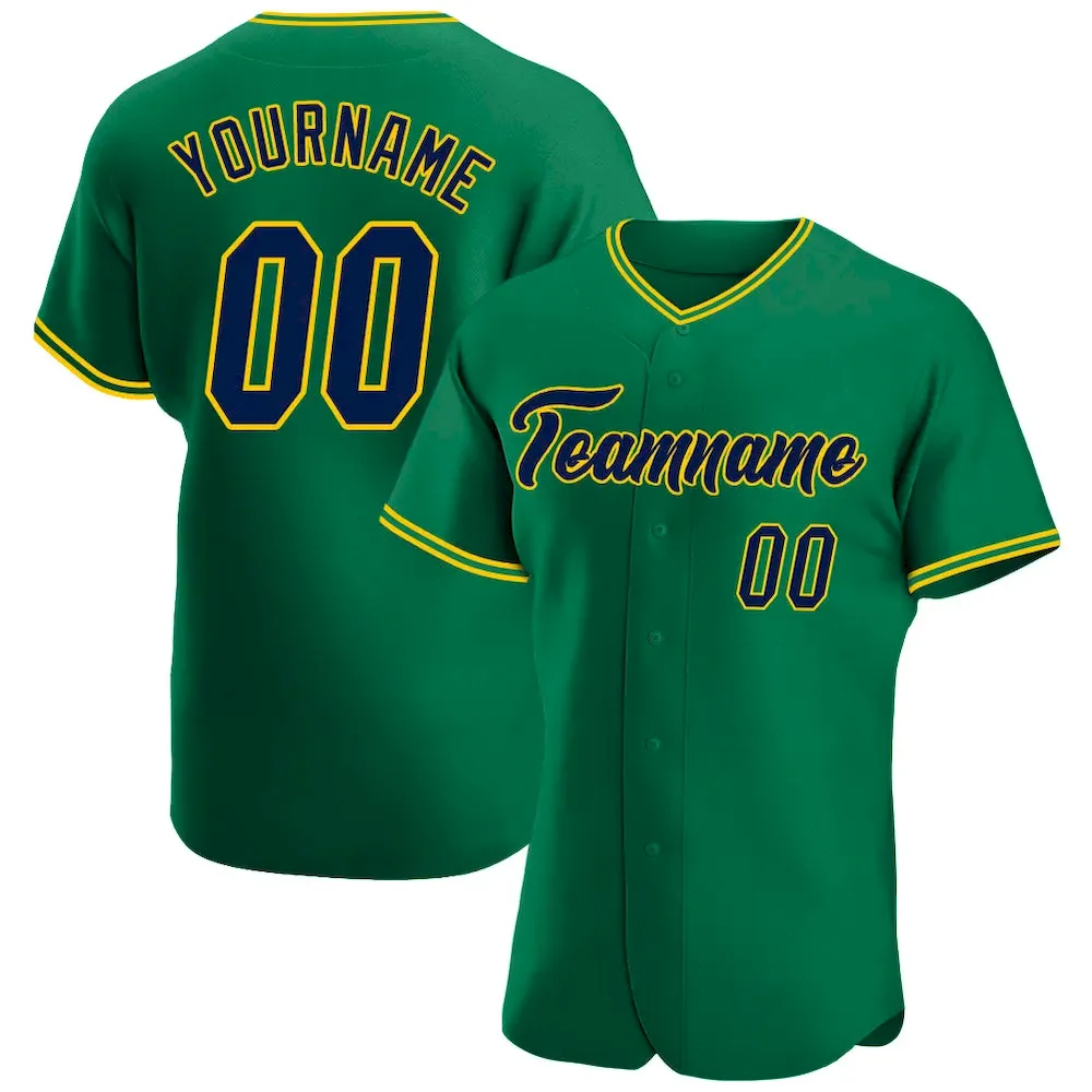 KellyGreen0215.webp Custom Kelly Green Navy-Gold Authentic Baseball Jersey - Image 1