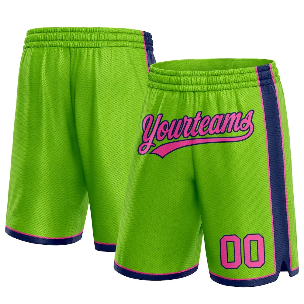 NeonGreen0138.webp Custom Neon Green Pink-Navy Authentic Basketball Shorts - Image 1
