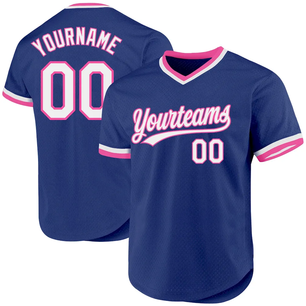 Royal0638_cec4a546-0e4d-4796-961d-d39fc19f2399.webp Custom Royal White-Pink Authentic Throwback Baseball Jersey - Image 1