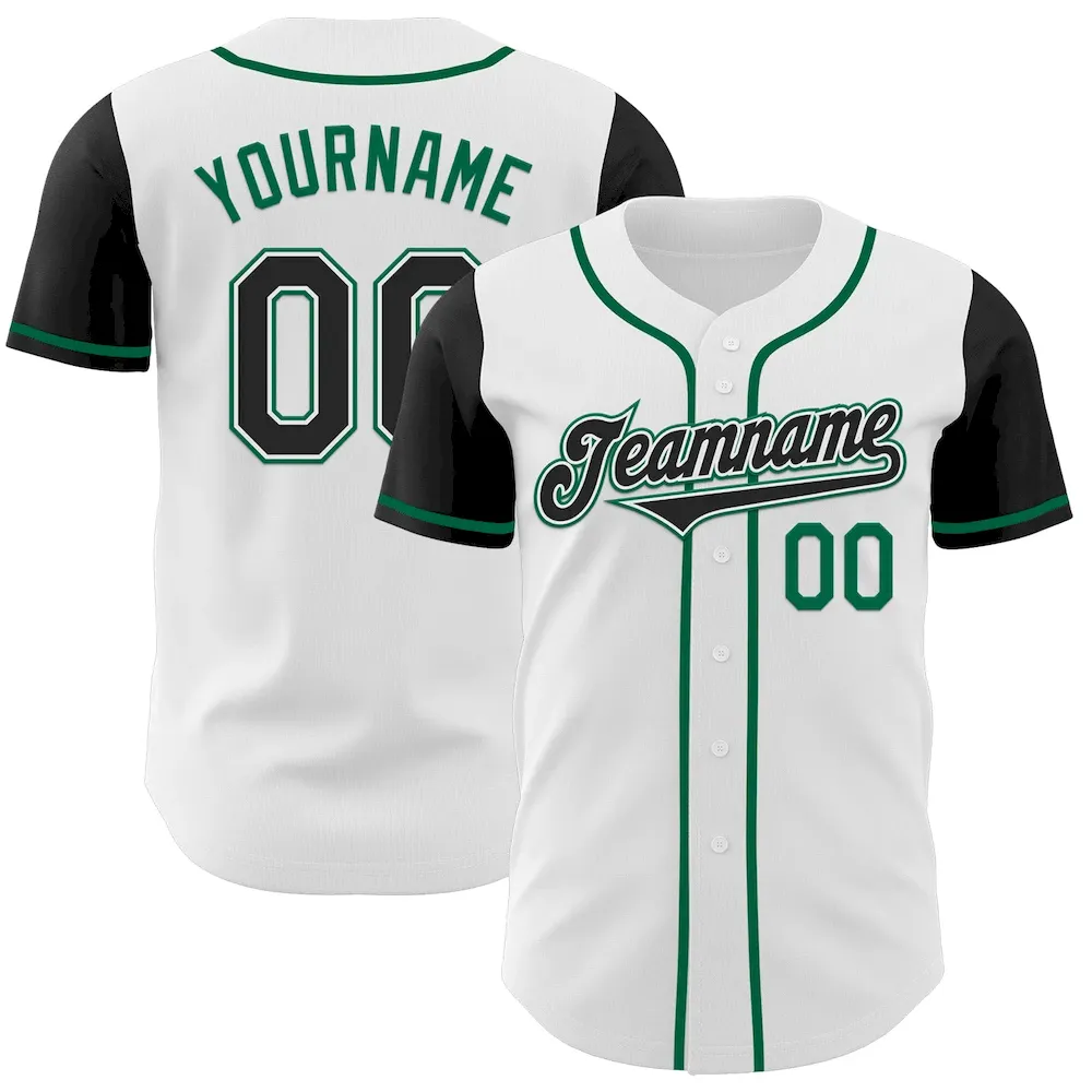 TwoTone0338.webp Custom White Black-Kelly Green Authentic Two Tone Baseball Jersey - Image 1