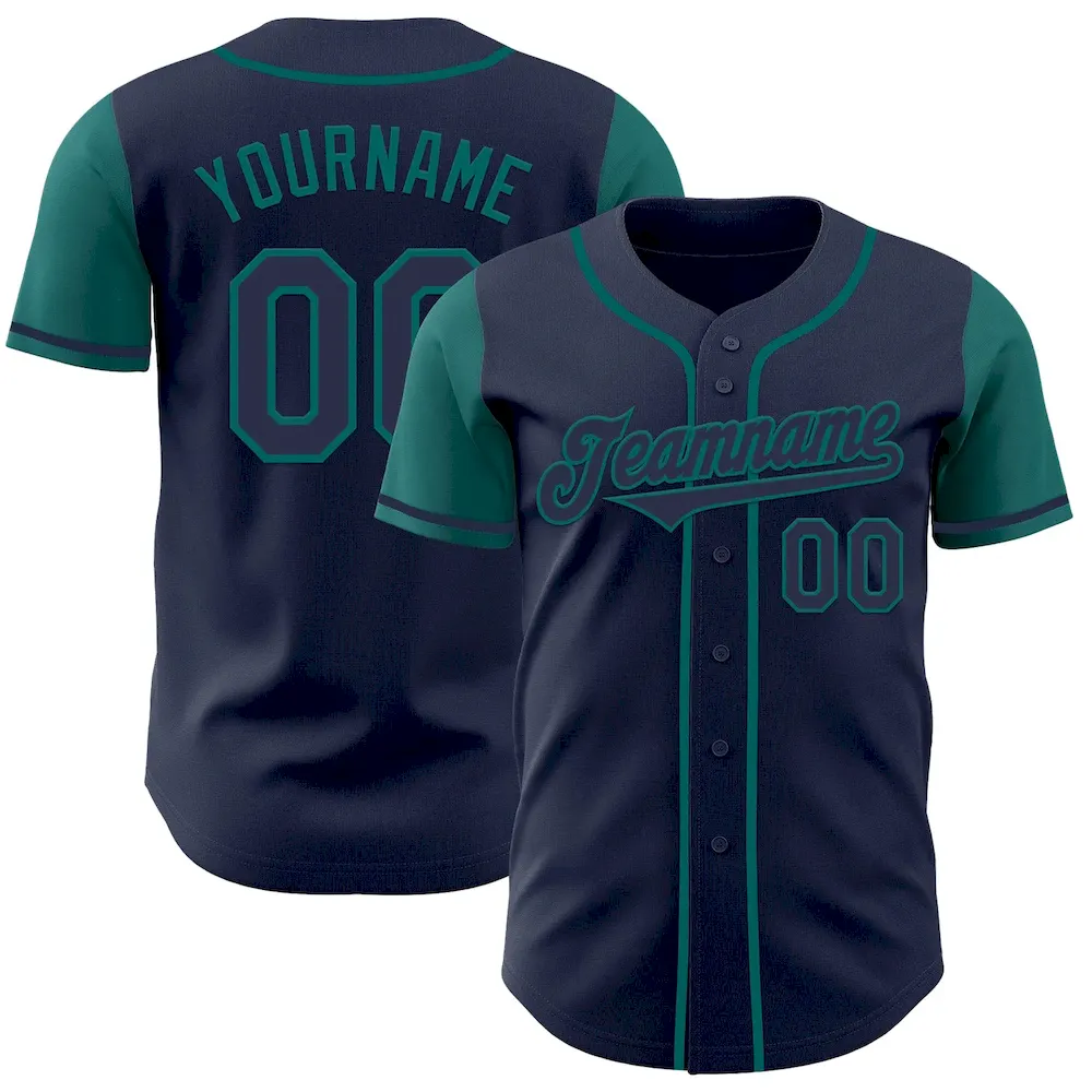 TwoTone0546.webp Custom Navy Teal Authentic Two Tone Baseball Jersey - Image 1