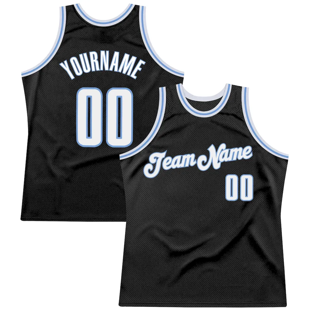 black_0340.webp Custom Black White-Light Blue Authentic Throwback Basketball Jersey - Image 1