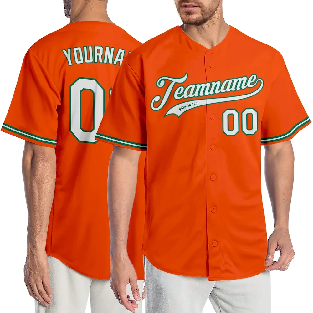 orange_0154_f068276e-0699-4075-918f-384ab24aa6a0.webp Custom Orange White-Kelly Green Authentic Baseball Jersey - Image 1